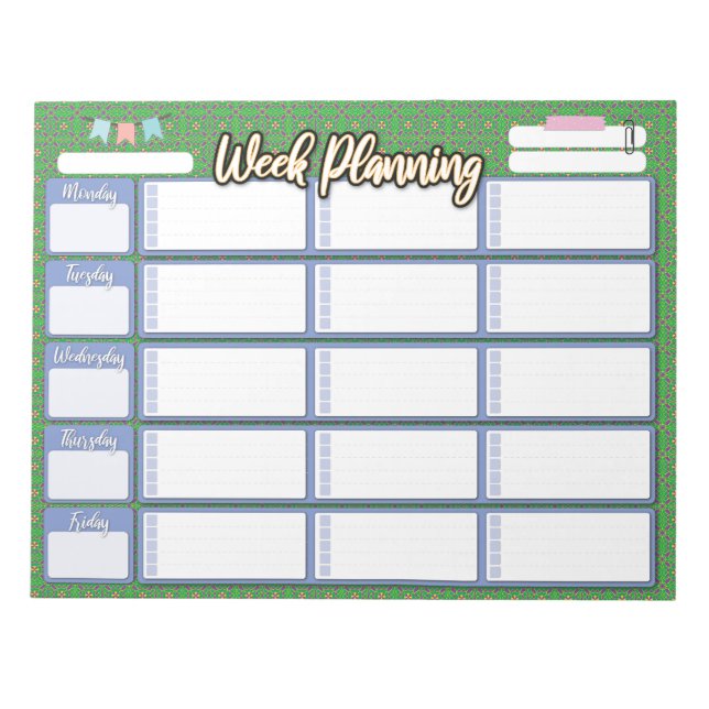 Bloco De Notas Painel de colunas do HOMESCHOOL WEEKLY PLANNER 3 (Frente)