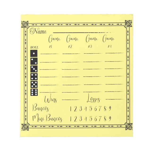 Bloco De Notas Painel de pontuação do bunco legante (Frente)