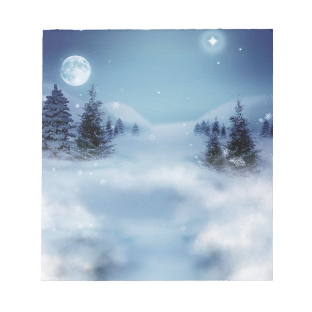 Bloco De Notas Paisagem de Inverno à Noite (Frente)