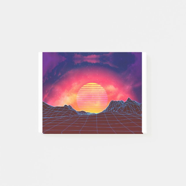 Bloco De Notas Paisagem de Vaporwave com rochas (Frente)
