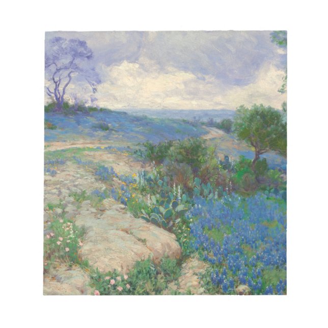 Bloco De Notas Paisagem do Texas com Bluebonnets Julian Onderdonk (Frente)