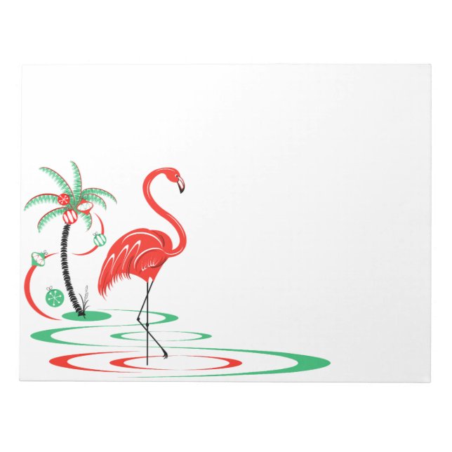 Bloco De Notas Paisagem Flamingo de Natal Vermelho (Frente)