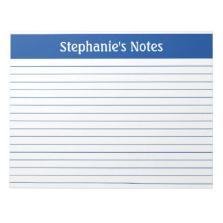 Bloco De Notas Paisagem Personalizada do Elegante Blue Lined 11 x
