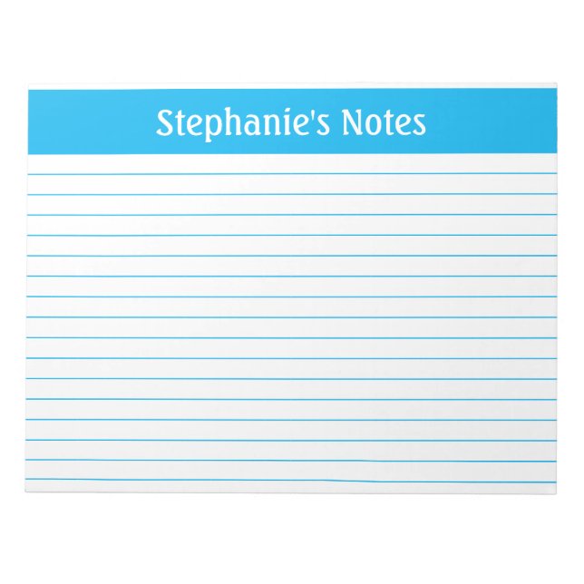 Bloco De Notas Paisagem Personalizada do Sky Blue Lined 11 x 8.5 (Frente)