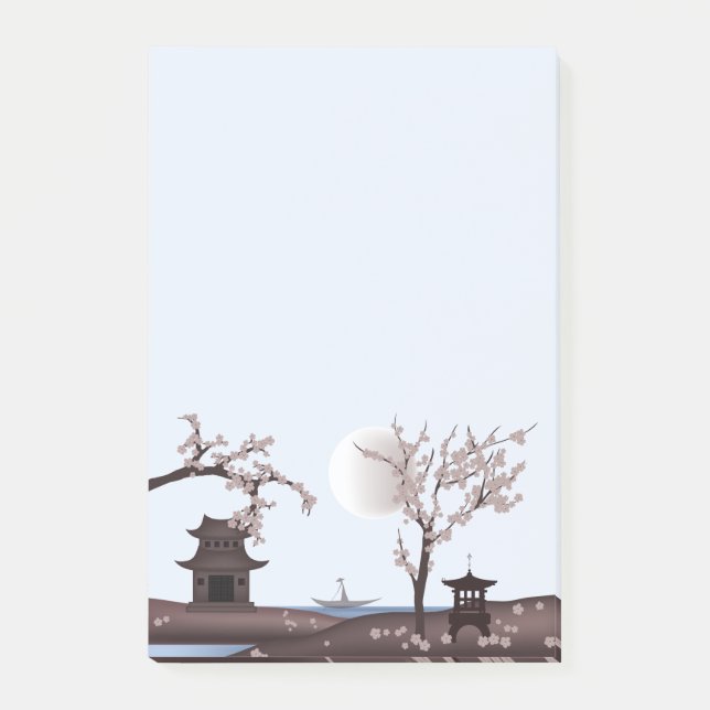 Bloco De Notas Paisagem rosa-deliciosa asiática (Frente)