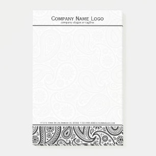 Bloco De Notas Paisley Floral Negro E Branco Elegante