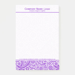 Bloco De Notas Paisley Floral Púrpura E Branco Elegante