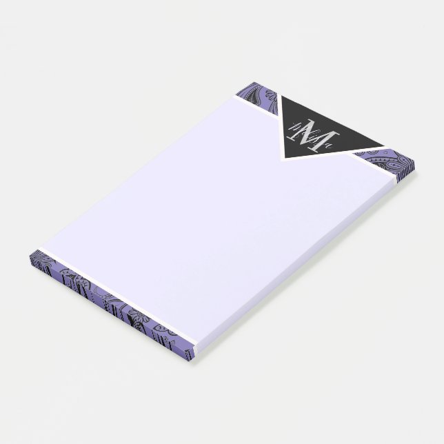 Bloco De Notas Paisley preto e branco   (Inclinado)