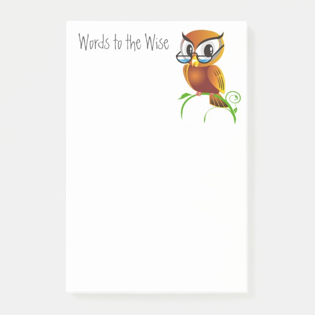 Bloco De Notas Palavras para a coruja sábia em óculos (Frente)