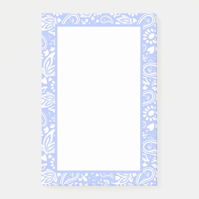 Bloco De Notas Pale Blue e White Paisley Bonito (Frente)