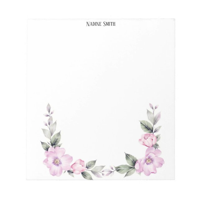 Bloco De Notas Pale Pink Floral Bottom Border (Frente)