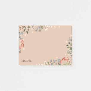 Bloco De Notas Paleta Neutra de Flores Silvestres Boho Seu Nome