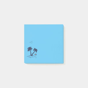 Bloco De Notas Palm Trees Beach Sky Blue