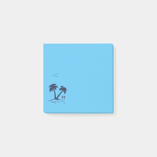 Bloco De Notas Palm Trees Beach Sky Blue (Frente)