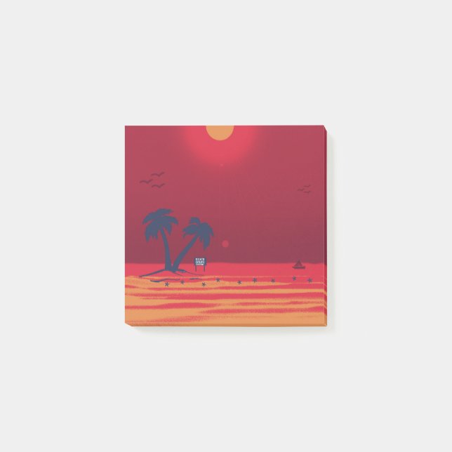 Bloco De Notas Palm Trees Praia, Plascinante Sunset (Frente)