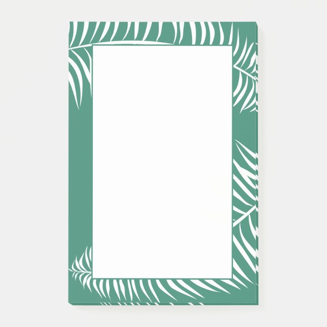 Bloco De Notas Palma Tropical Folha Verdant Verde e Branco (Frente)