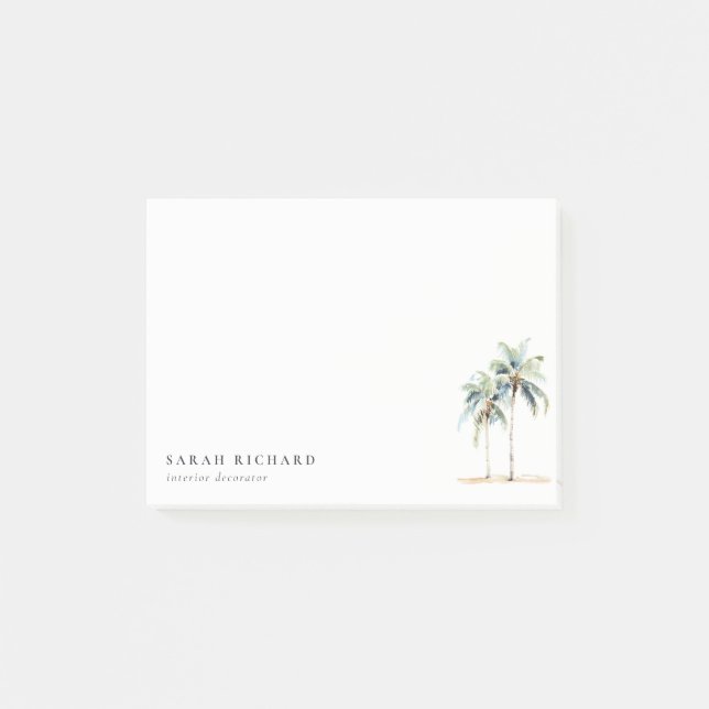 Bloco De Notas Palmeiras costeiras tropicais Palmeiras Aquarela A (Frente)