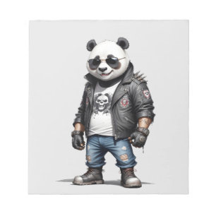 Bloco De Notas Panda Biker Rebel Leather Jaqueta Estilo Legal Urb