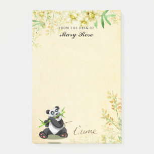 Bloco De Notas Panda Bonita Com Flores Amarelas Notas