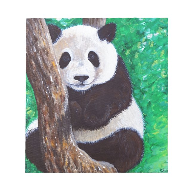 Bloco De Notas Panda em pintura em árvore (Frente)