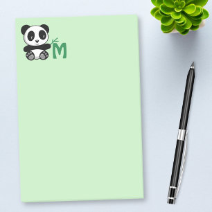 Bloco De Notas Panda pequena bonito com um monograma de bambu da