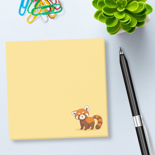 Bloco De Notas Panda Vermelho Fofo em Amarelo (Criador carregado)
