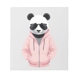 Bloco De Notas Panda Vestindo Hoodie Funny Legal Caráter Animal