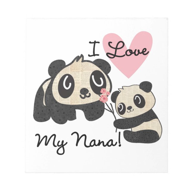 Bloco De Notas Pandas eu amo minha Nana (Frente)