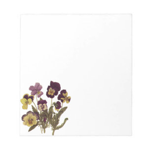 Bloco De Notas Pansies na flor, flores florais do vintage do