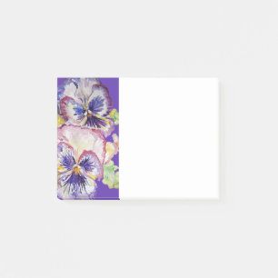 Bloco De Notas Pansy Watercolor Padrão Roxo Postar as notas