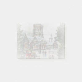 Bloco De Notas Papai Noel antigo com crianças em frente a uma igr