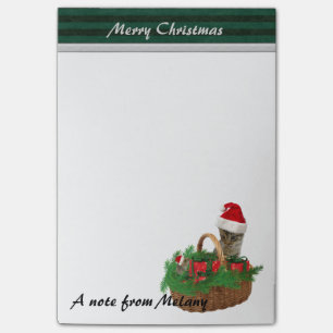 Bloco De Notas Papai noel bonito engraçado gato do feriado &