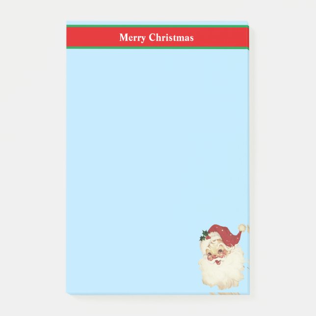 Bloco De Notas Papai Noel do Natal em Azul Claro (Frente)