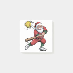 Bloco De Notas Papai Noel Jogando Softbol Jogador de Natal Esport