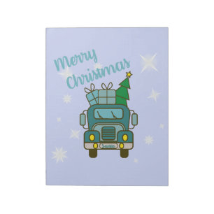 Bloco De Notas Papais noeis de frente de caminhão Feliz Natal