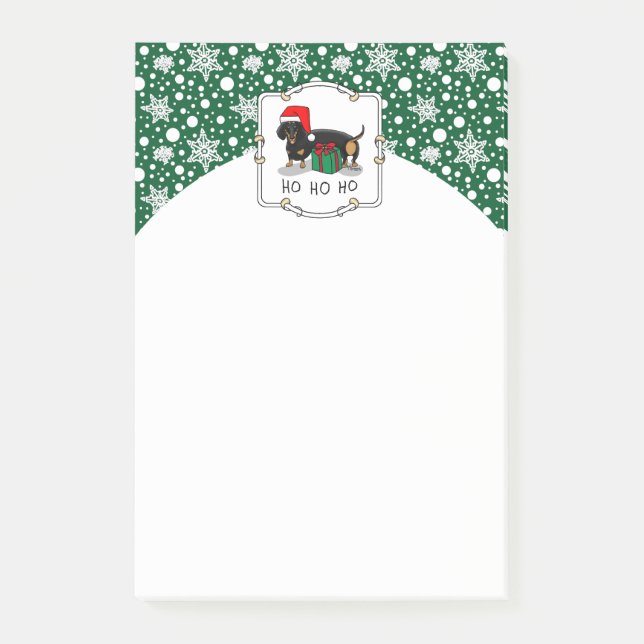 Bloco De Notas Papais noeis de Natal Dachshund (S preto e bronzea (Frente)