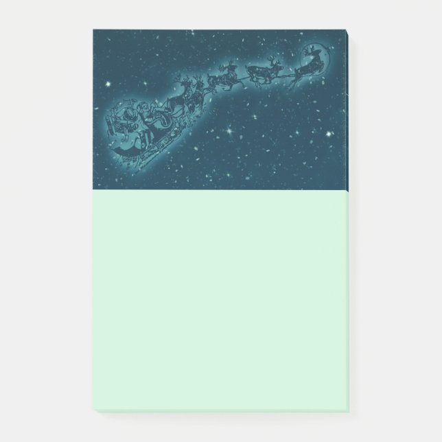 Bloco De Notas Papais noeis e suas Reindeers no Céu Noturno de Na (Frente)