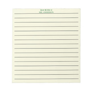 Bloco De Notas Papel de Carta Listado de Professor Verde Claro Da