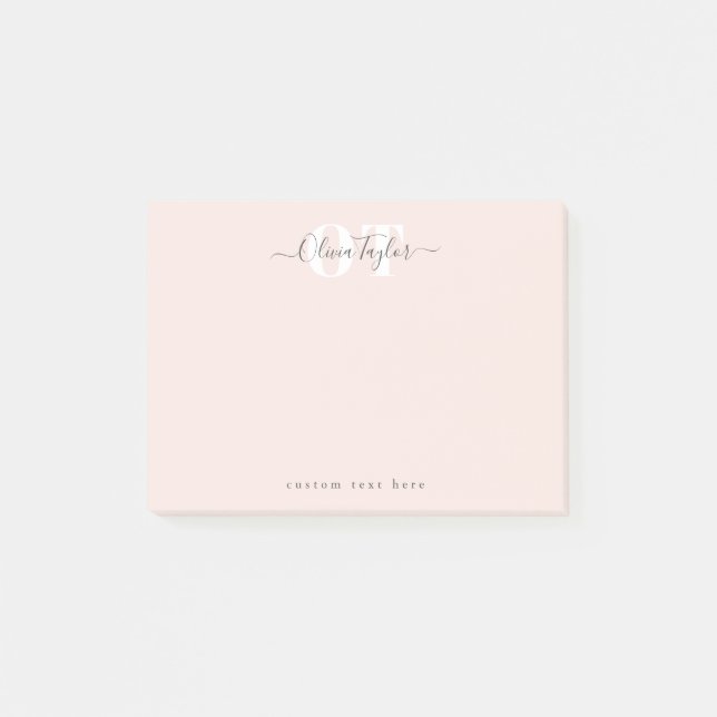 Bloco De Notas Papel de Carta personalizado Blush Modern Script (Frente)