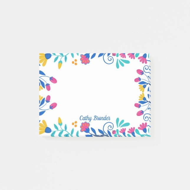 Bloco De Notas Papel de Carta Personalizado Floral Mexicano (Frente)
