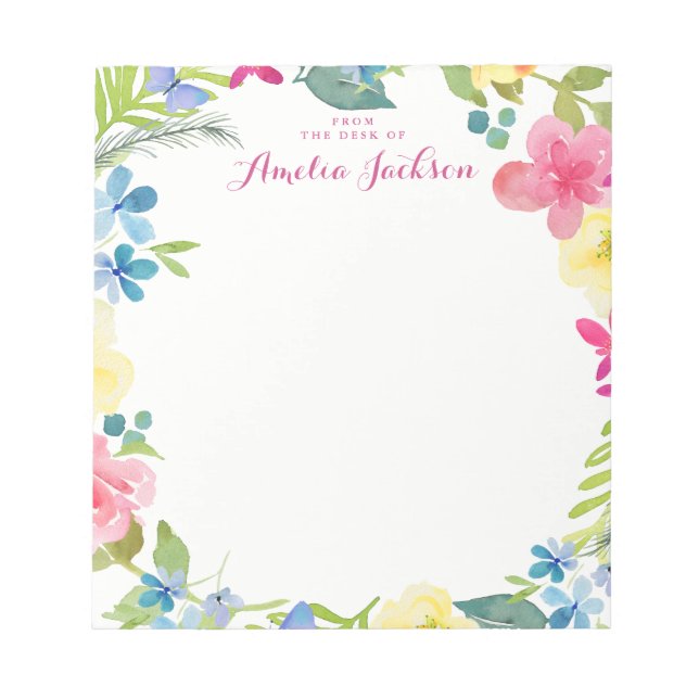Bloco De Notas Papel de Carta Personalizado Floral Rosa bonito (Frente)