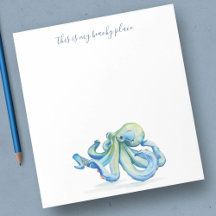 Papel de Carta Personalizado Octopus Azul Aquarela