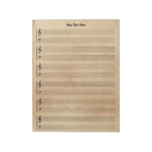 Bloco De Notas Papel de Música Personalizado de Folha de Vintage