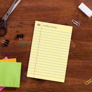 Bloco De Notas Papel de notebook Amarelo Adicione seu nome e inic