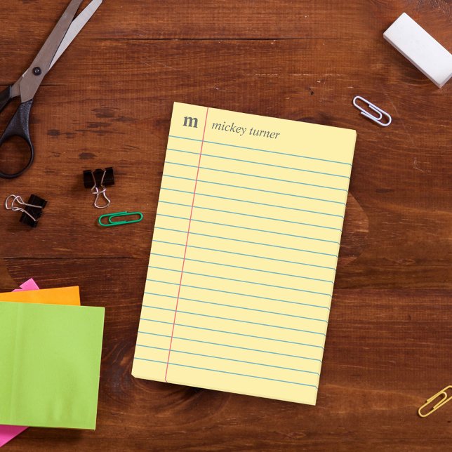 Bloco De Notas Papel de notebook Amarelo Adicione seu nome e inic (Criador carregado)