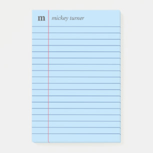 Bloco De Notas Papel de notebook Azul Adicione seu nome e inicial