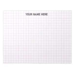 Bloco De Notas Papel Gráfico Grande de Nome Personalizado Rosa