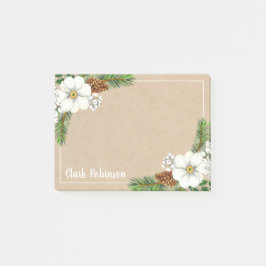 Bloco De Notas Papel Kraft Pinecone White Floral