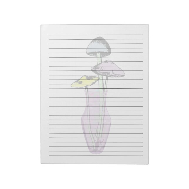 Bloco De Notas Papel laminado largo - Cogumelos pastel em Vase Bo (Invertido)