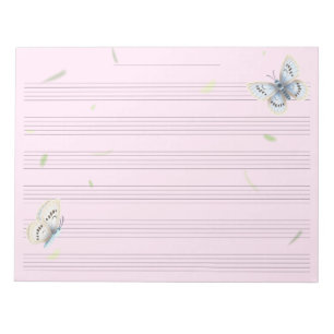 Bloco De Notas Papel Manuscrito de Música Borboletas Sonhadoras M